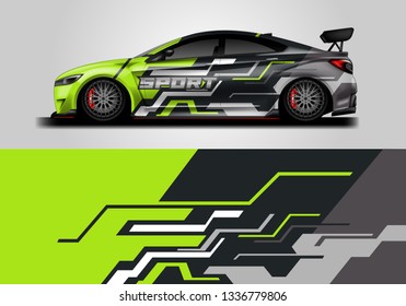 Car sporty wrap decal design vector. Graphic abstract background kit designs for vehicle, race car, rally, livery 