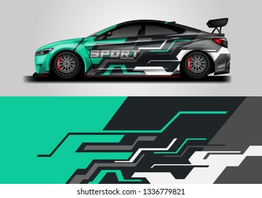 Car sporty wrap decal design vector. Graphic abstract background kit designs for vehicle, race car, rally, livery 