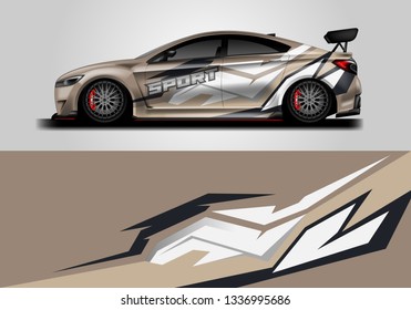 Car sporty wrap decal design vector. Graphic abstract background kit designs for vehicle, race car, rally, livery