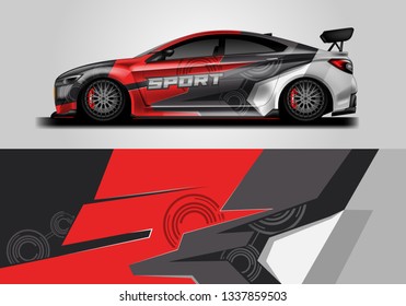 Car sporty wrap decal design vector. Graphic background kit designs for vehicle, race car, rally, livery 