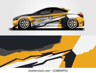 Car sporty wrap decal design vector. Graphic background kit designs for vehicle, race car, rally, livery . Eps 10