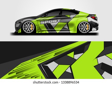 Car sporty wrap decal design vector. Graphic background kit designs for vehicle, race car, rally, livery . Eps 10