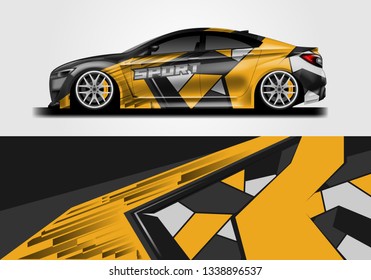 Car sporty wrap decal design vector. Graphic background kit designs for vehicle, race car, rally, livery . Eps 10