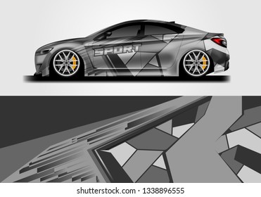 Car sporty wrap decal design vector. Graphic background kit designs for vehicle, race car, rally, livery . Eps 10