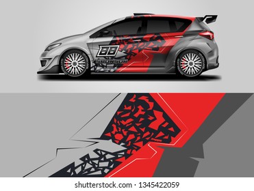 Car sporty wrap decal design vector. Graphic background kit designs for vehicle, race car, rally, livery 