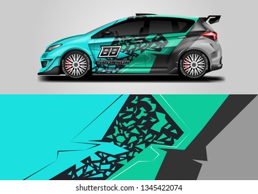 Car sporty wrap decal design vector. Graphic background kit designs for vehicle, race car, rally, livery 