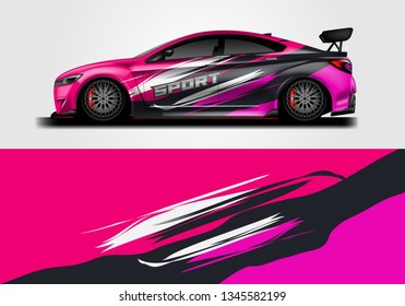 Car sporty wrap decal design vector. Graphic background kit designs for vehicle, race car, rally, livery . Eps 10