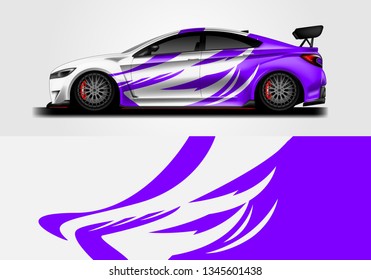 Car sporty wrap decal design vector. Graphic background kit designs for vehicle, race car, rally, livery . Eps 10 