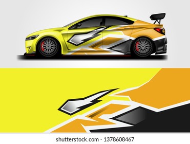 Car sporty wrap decal design vector. Graphic background kit designs for vehicle, race car, rally, livery . Eps 10