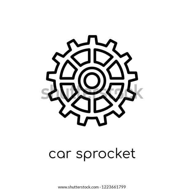 car sprocket icon. Trendy modern flat\
linear vector car sprocket icon on white background from thin line\
Car parts collection, outline vector\
illustration