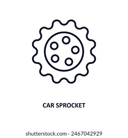 car sprocket outline icon.  Thin line icon from car parts collection. Editable vector isolated on white background