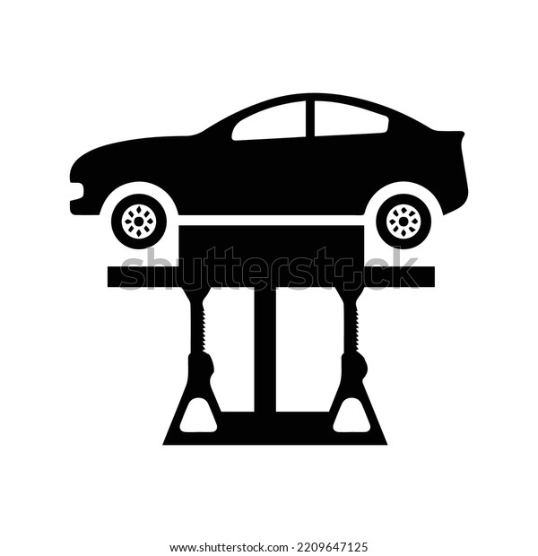 Car\
stand on jack icon | Black Vector illustration\
|