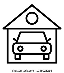 A car standing in an open garage