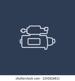 car starter icon. car starter linear design concept from Car parts collection. Simple element vector illustration on dark blue background.