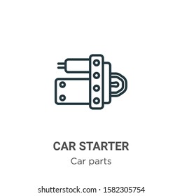 Car starter outline vector icon. Thin line black car starter icon, flat vector simple element illustration from editable car parts concept isolated on white background