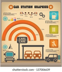 Car station graphics design,vintage,vector