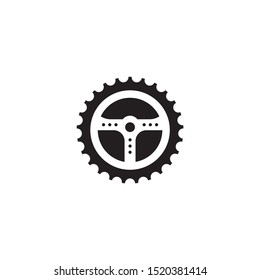 Car steering icon logo design incorporated with  gear illustration