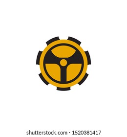Car steering icon logo design incorporated with  gear illustration