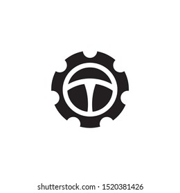 Car steering icon logo design incorporated with  gear illustration