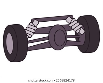 Car Steering and Suspension parts system automobile control element automotive transportation technology vehicle component design icon set