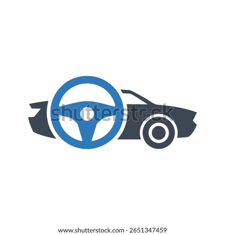 Car steering wheel and auto icon