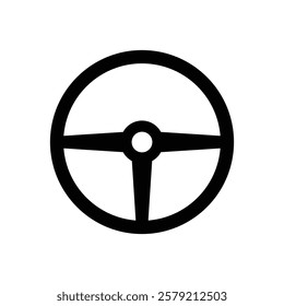 Car steering wheel black and white flat vector icon and symbol design