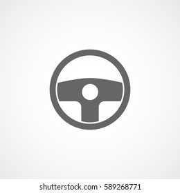 Car Steering Wheel Flat Icon On White Background