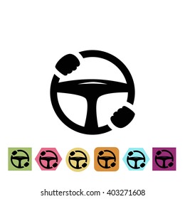 car steering wheel with hands icon