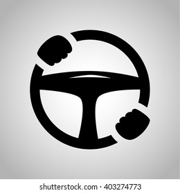 Car Steering Wheel With Hands Icon