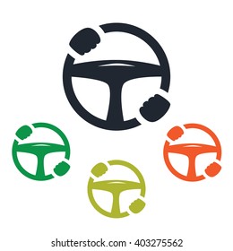 Car Steering Wheel With Hands Icon