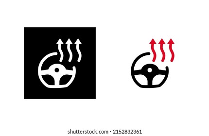 Car steering wheel heating sign icon. Car modern steering system icon. Silhouette and linear original logo. Simple outline style sign icon. Vector illustration isolated on white background. EPS 10