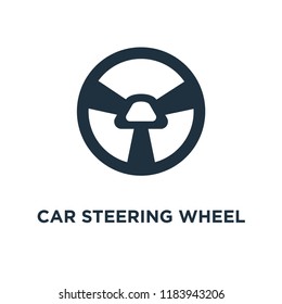 Car Steering Wheel icon. Black filled vector illustration. Car Steering Wheel symbol on white background. Can be used in web and mobile.