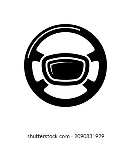 Car steering wheel icon. Black round silhouette. Top front view. Vector simple flat graphic illustration. The isolated object on a white background. Isolate.