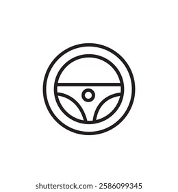 car Steering wheel icon black and white vector outline sign