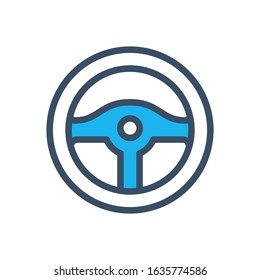 Car steering wheel icon fill color style, vector design template