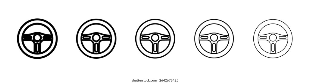 car Steering wheel icon isolated vector on white background set
