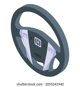 Car steering wheel icon. Isometric of car steering wheel vector icon for web design isolated on white background