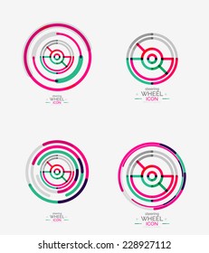 Icono del volante de la dirección del automóvil, diseño de línea mínimo, sello