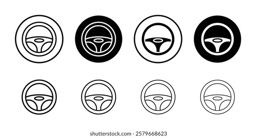 car Steering wheel icon Outline thin set pack series