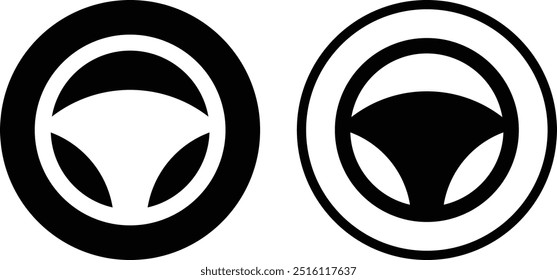 Ícone do volante de carro definido em dois estilos . Ícone de roda motriz vetor