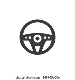 Car steering wheel icon. Vector illustration, flat design.