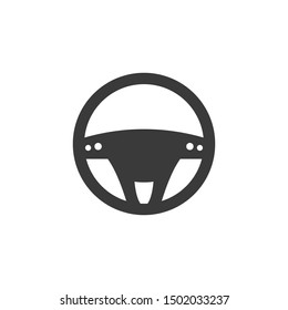 Car steering wheel icon. Vector illustration, flat design.