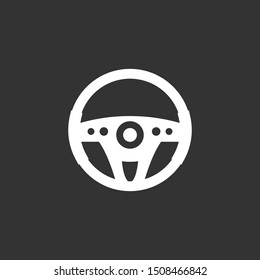 Car steering wheel icon. Vector illustration, flat design.
