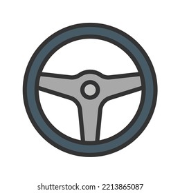 Imagen vectorial del icono de la rueda de dirección del automóvil. También se puede utilizar para vehículos. Adecuado para aplicaciones móviles, aplicaciones web y medios impresos.