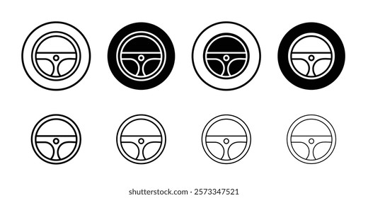 car Steering wheel icon vector line logo mark or symbol set collection outline style