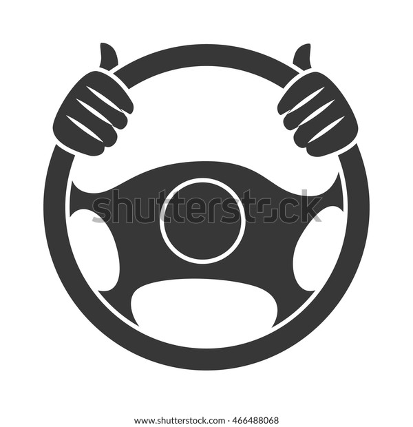 Car steering\
wheel, isolated flat icon\
design