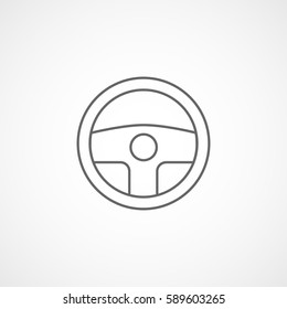 Car Steering Wheel Line Icon On White Background