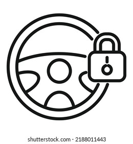 Car steering wheel lock icon outline vector. Auto engine. Spare motor