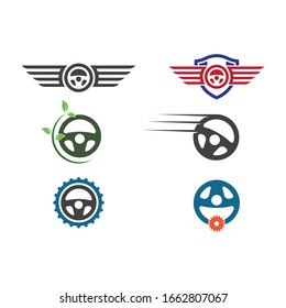 car steering wheel  logo icon vector illustration design