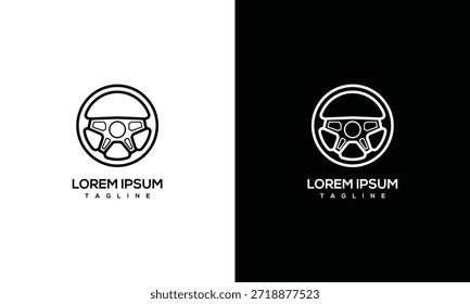 Ícone do logotipo do volante do carro - símbolo de controle de transporte automotivo.